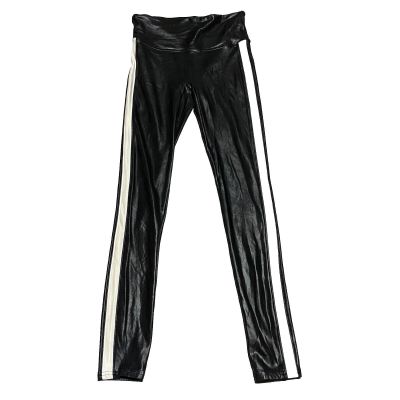 Spanx Leggings Womens S Black Faux Leather Tuxedo Side Striped